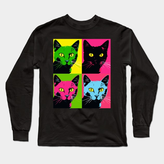 Funny Cat Gifts Men Kids Women Novelty Black Cat Long Sleeve T-Shirt by KsuAnn